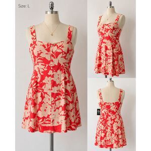 NWT Vince Camuto Cayenne Cream Floral Mini Dress Women’s Size L.